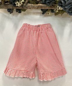 SHORT VOLANTE VICHY CORAL