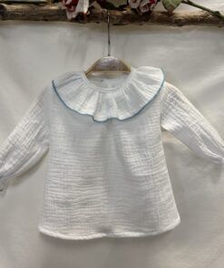 ELORZA ALGODÓN CUELLO VOLANTE REP. AZÚL