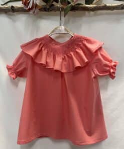 ELORZA POPELÍN CORAL CUELLO GOMILLAS M/CORTA