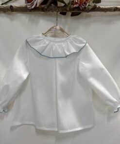 ELORZA ALGODÓN CUELLO VOLANTE REP. AZÚL CIELO