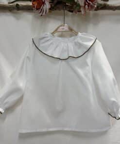 ELORZA ALGODÓN CUELLO VOLANTE REP. MARRÓN CHOCOLATE