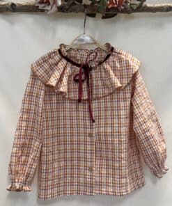 BLUSA DANIELA VICHY CALDERA LAZO TERCIOPELO BURDEOS
